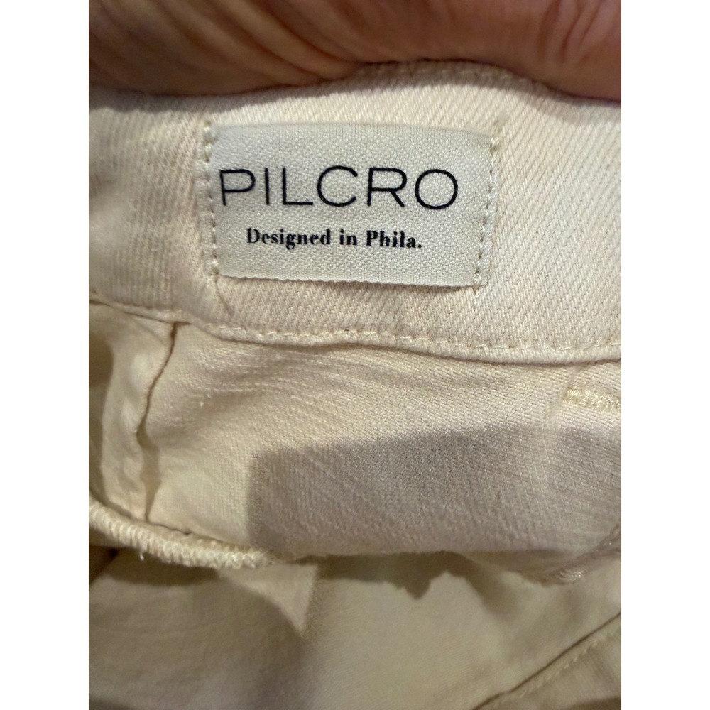 Pilcro Anthropologie Skipper twill  High-Rise Crop Wide Leg Jeans Cream 28 29 - Picture 12 of 16